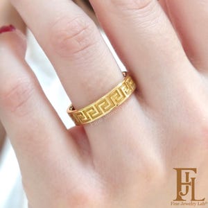 14k Greek key ring band in solid gold, Gold Greek key for men & women, Ancient Greek band, Ancient symbol, Anniversary gift, Real Gold Band