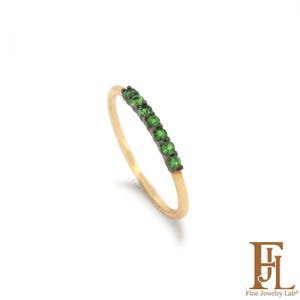 14k Gold Tsavorite Ring: Solid Gold Stacking Band, Half Eternity
