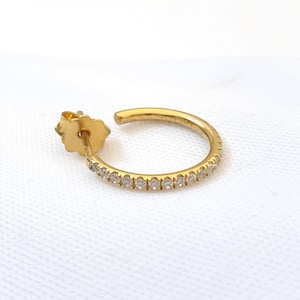 Diamond  hoop earrings in solid gold  Handmade hoop earrings with diamonds  Timeless hoops with diamonds  Anniversary gift  Birthday