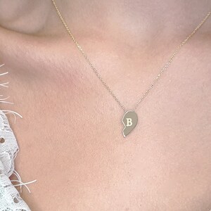 Personalized Heart Necklace for Couples Solid gold broken heart necklace