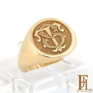 Two-Letter Solid Gold Signet Ring: Personalized Monogram
