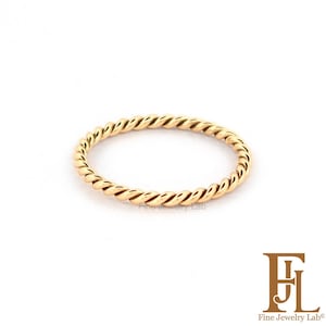 14k Twist Band Solid Gold, Rope wedding band, Dainty Gold Stacking Ring, Dainty eternity Twist Ring, Dainty Braided Ring, Tiny Eternity Ring