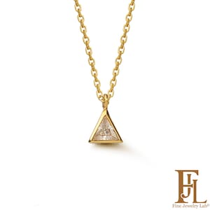 18k Triangle Charm Lab Grown Diamond, 0.10ct Tiny Diamond Solitaire Pendant, 9k to 18k Dainty Gold Necklace, Fine Jewelry Gift for Her