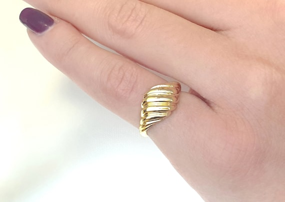 Chunky Croissant Ring in Solid Gold Solid Gold Twisted Bubble | Etsy