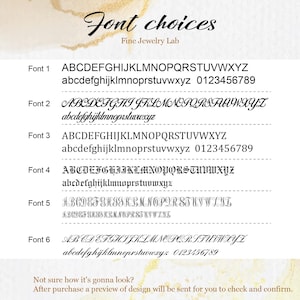 the font and numbers for font choices