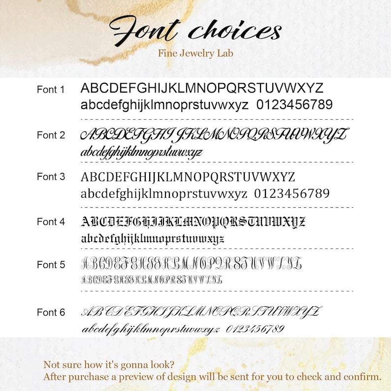 the font and numbers for font choices