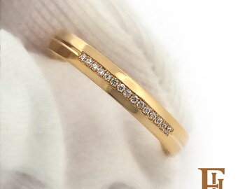 Handmade Diamond Wedding Band, Solid Gold Promise Ring