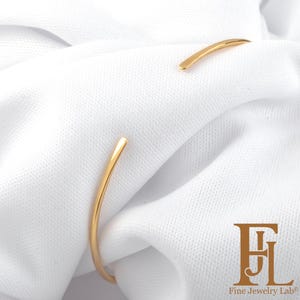 Bracelet jonc en or massif 14 carats pour tous les jours, bracelet manchette minimal chic 18 carats dans toutes les tailles, bracelet jonc ouvert classique pour cadeau d'anniversaire