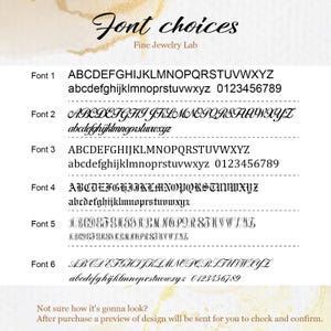 the font and numbers for font choices
