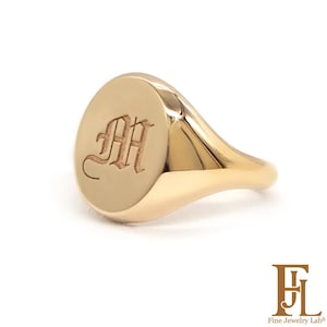 Ovaler Gold-Siegelring, personalisierte Monogrammgravur, 9k, 14k, 18k
