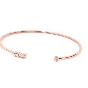 4 Diamonds Open Bangle in Solid Gold, Solid Gold Bracelet With Diamonds ...