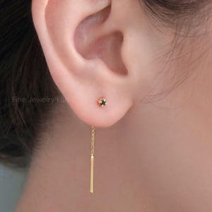 Massief gouden diamanten oorbellen: hanger met edelsteenketting