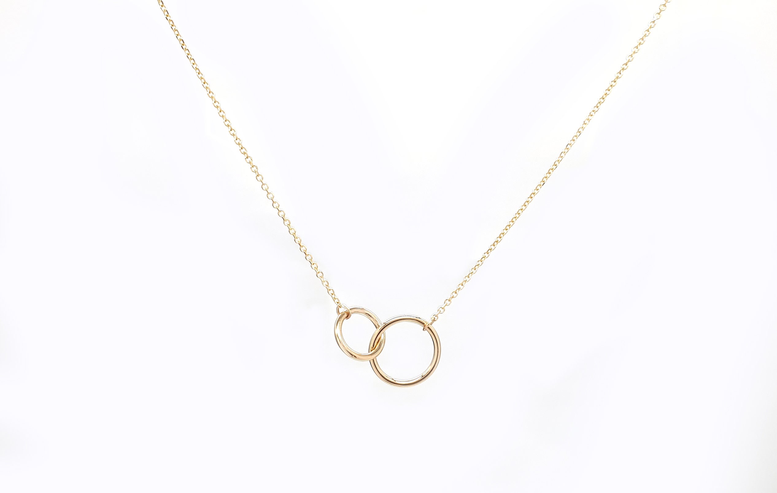 Dainty Double Circle Necklace for Womensolid Gold Layering - Etsy