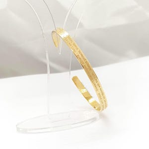 Solid gold message bracelet for everyday Custom engraved bangle bracelet in any size Timeless unisex gold bangle Handmade bracelet for gift