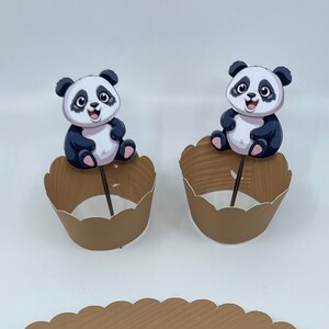 Handmade Panda Cupcake Toppers: Baby Shower Party Decorations