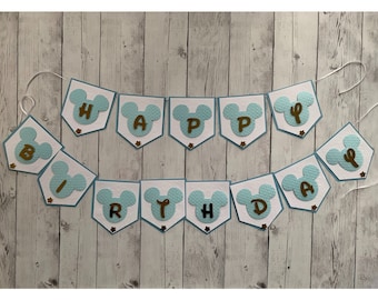 Mickey Mouse Happy Birthday Banner: 1st Birthday Party Decor