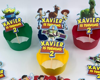 Toy Story Birthday Cake Toppers & Cupcake Wrappers: Personalized Party Decoration