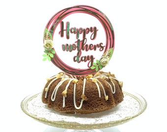 Happy Mother's Day Cake Topper: Layered Flower Centerpiece