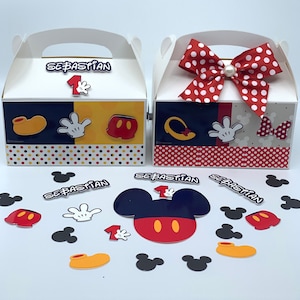 Mickey Party Box,  Minnie Party Favor Box,  Mickey and Minnie Goodie bags, Party Decorations,  Mickey and Minnie Birthday Party