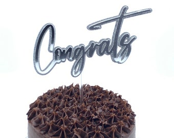 Congrats Cake Topper: Glitter Graduation Party Decoration