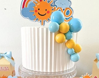 Sunshine 1st Birthday Cake Topper: Rainbow Party Decorations (4x7")