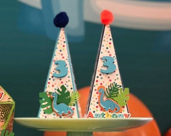 Dinosaur Party Favor Pyramid Box: Personalized Birthday Decor
