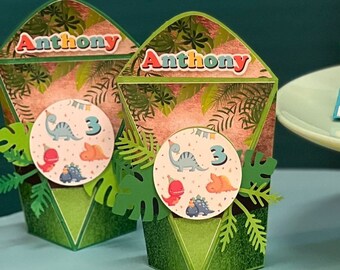 Personalized Dinosaur Party Favor Box: Laser Cut Birthday Decor