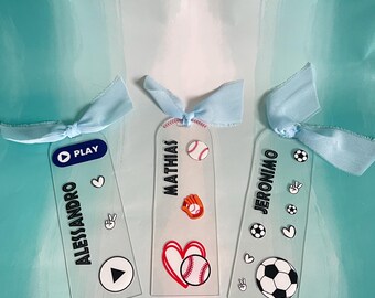 Personalized Acrylic Bookmark: Sports Theme, Custom Name, Classroom Gift