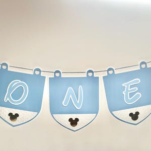 Mickey Mouse High Chair Banner.  First Birthday Banner. Mickey Mouse Party Decorations. Mickey One High Chair Banner
