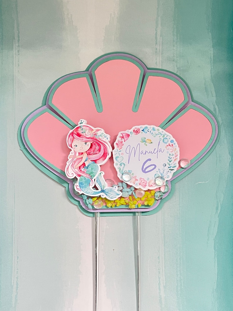 Personalized Little Mermaid Cake Topper: Mermaid Party Decorations image 5