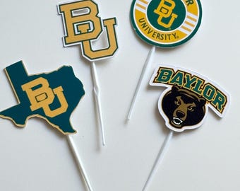 Baylor University Cupcake Toppers. Class of 2026 Party Decoration.
