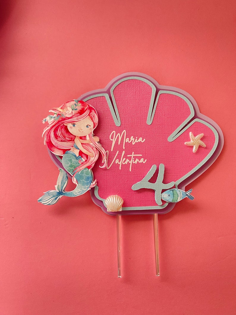 Personalized Little Mermaid Cake Topper: Mermaid Party Decorations image 8