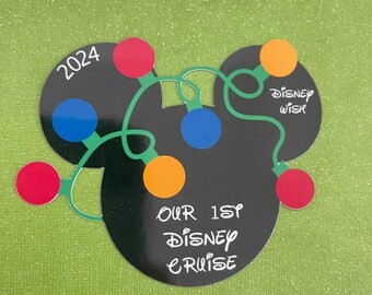 Christmas Disney Cruise Door Magnets, Mickey Ears Stateroom Decor (Set of 4)