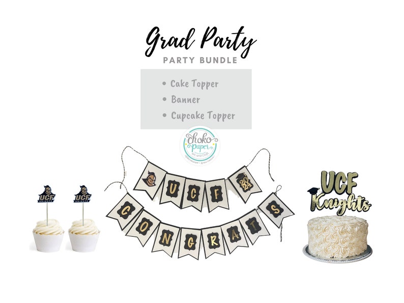 Knight Grad Topper Custom Graduation Party Decor Bundle: Banner, Cake & Cupcake Toppers - Etsy