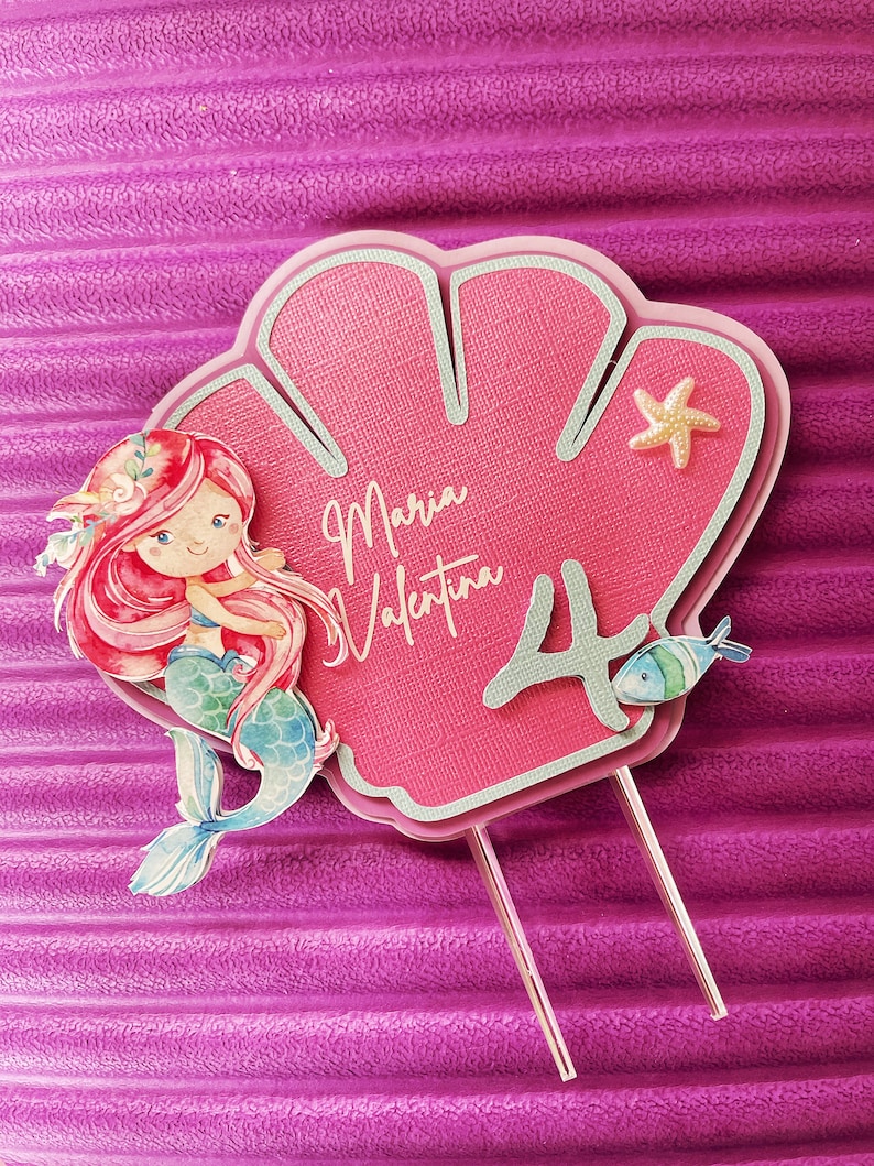 Personalized Little Mermaid Cake Topper: Mermaid Party Decorations image 2
