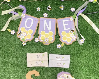 Daisy First Birthday Decor Set, Pastel Floral Party, Handmade