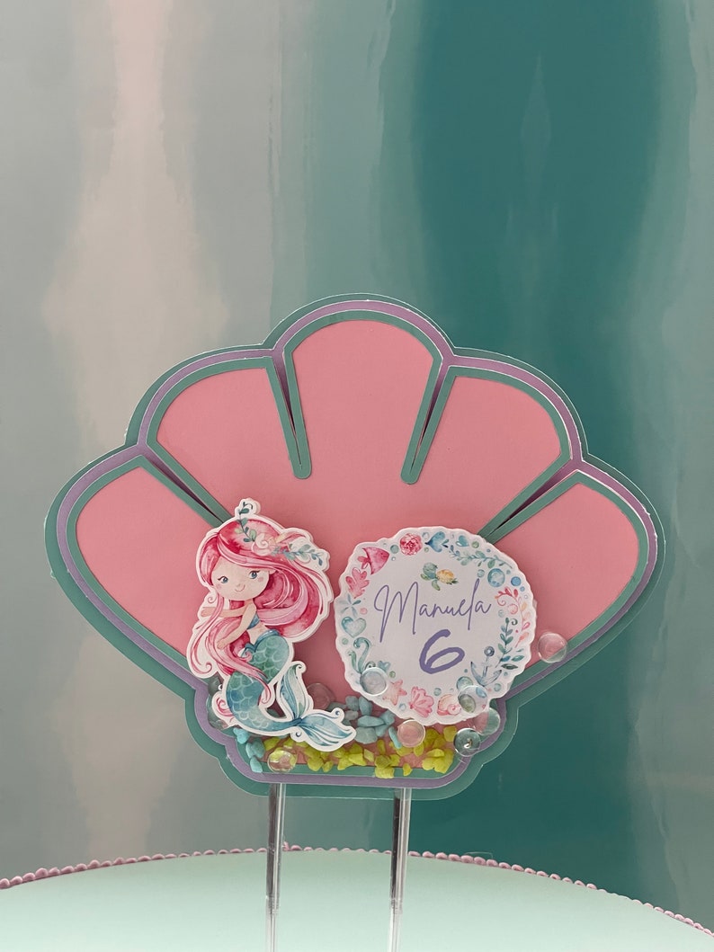 Personalized Little Mermaid Cake Topper: Mermaid Party Decorations image 3