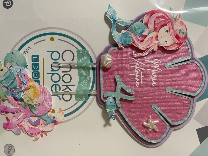 Personalized Little Mermaid Cake Topper: Mermaid Party Decorations image 6