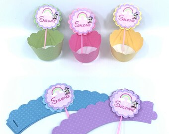 Fairy Minnie Mouse Cupcake Toppers: 1st Birthday Party Decor