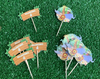 Safari Cupcake Toppers: Jungle Animals, Wild One Birthday