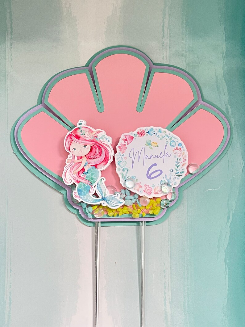 Personalized Little Mermaid Cake Topper: Mermaid Party Decorations Cake topper 2