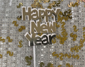 New Year Cupcake Toppers: 2026 Celebration, Gold, Silver & Black