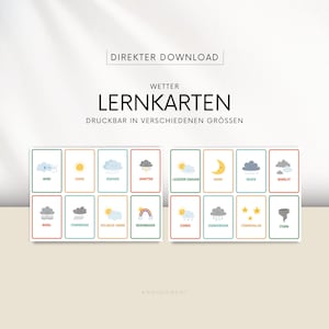 Boho Lernkarten | Wetterkarten Kinder | Wetterstation | Montessori | deutsch - DIGITALE DATEI