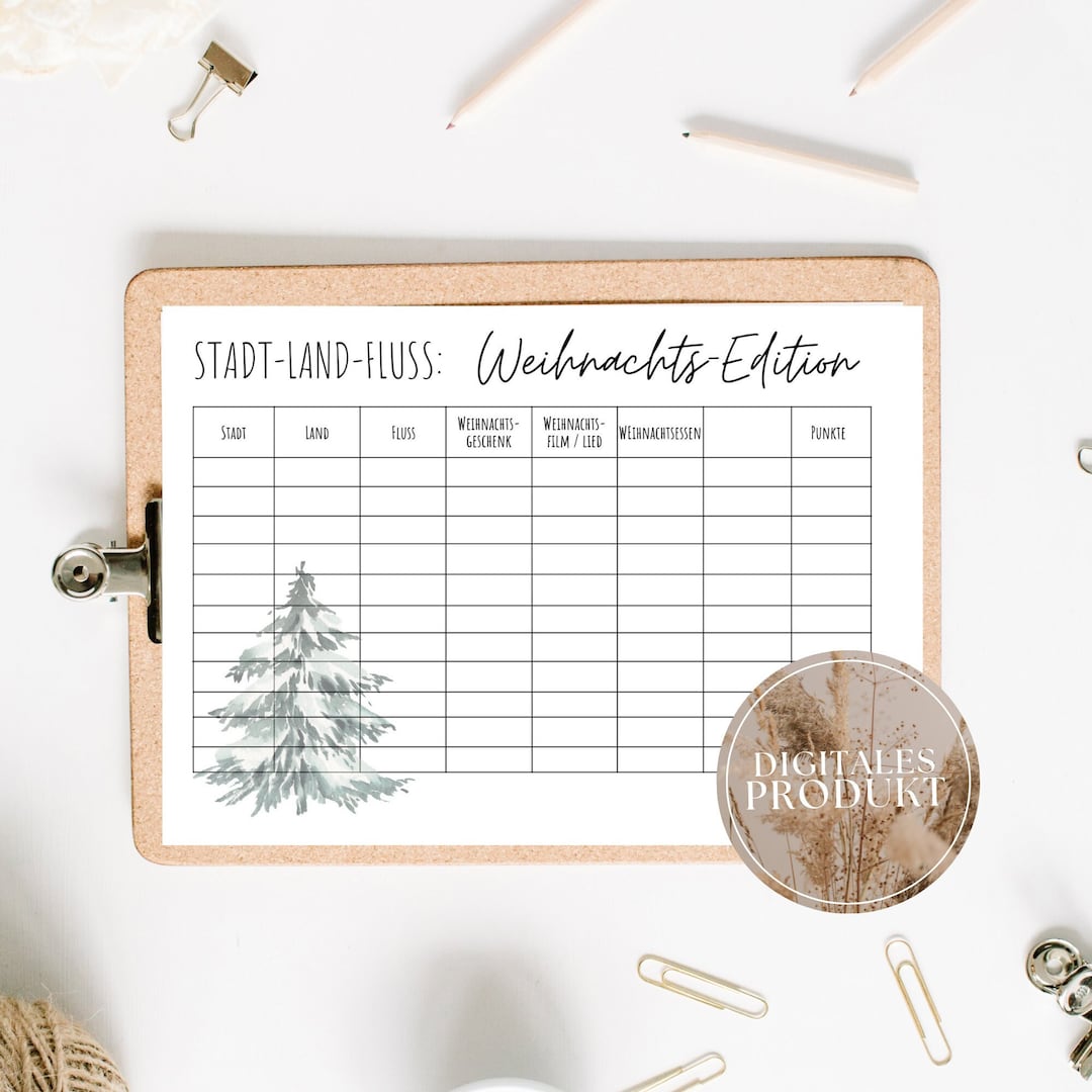 Stadt-Land-Fluss Weihnachtsedition Spiele für Weihnachten - Etsy.de