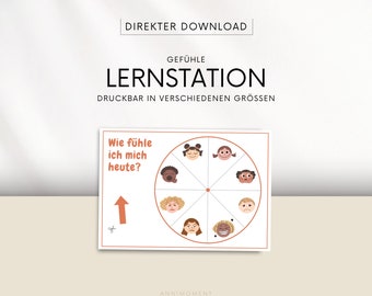 Learning Station: Emotions | Emotion Wheel | Emotion Disc | How are you? | Montessori | German - DIGITAL FILE