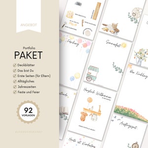 Portfolio Vorlagen - komplettes Set, 92 Stück, Portfolio, Krippe, Kindergarten, Vorschule, Sozialpädagogen, Erzieher, direkter Download