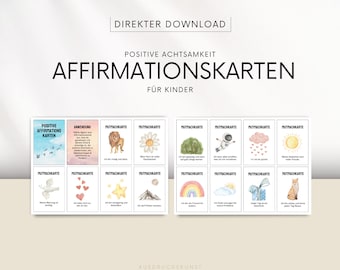 Cartes d'affirmation positive pour enfants, cartes d'encouragement, cartes de pleine conscience, 14 pièces, parents, éducateurs, cadeau, encouragement, téléchargement direct