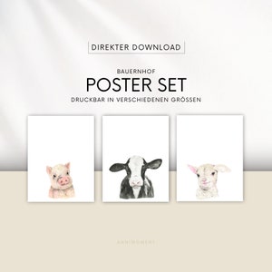 Nursery poster &quot;Farm&quot; | Farm animals | Animal poster | Wall decoration | Watercolor | Digital file