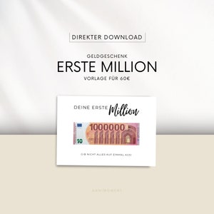 Regalo in denaro dell'ultimo minuto | Il tuo primo milione | Modello fai da te | Valore 60 euro | Buono regalo | Per stampare | Scaricamento digitale