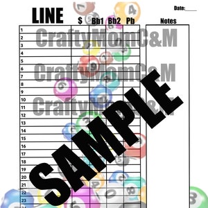 May include: A bingo card with 30 numbered squares, labeled with the letters B, I, N, G, and O. The card is surrounded by colorful bingo balls with numbers on them. The text "CraftyMomC&M" appears on the card.